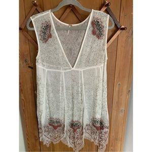 Free People Deep Sleep white tulle beaded and sequined mini slip dress NWOT